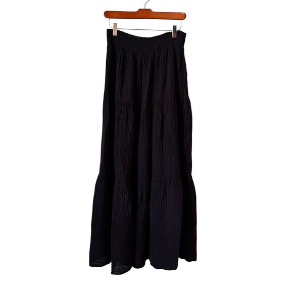Michael Stars Dresses & Skirts - Michael Stars Sandy Tiered Gauze Maxi Skirt Black Boho Size Large